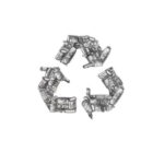 Recycling symbol with metal imagery